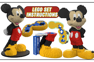 lego models custom set instructions, 3d minifigures, lego technics and animation