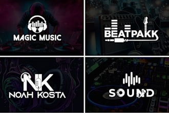 do dj music logo band studio record singer artist edm design