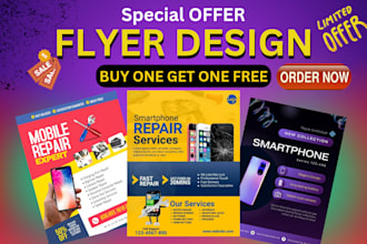 design mobile phone, tax , gadget repair, digital ads flyer