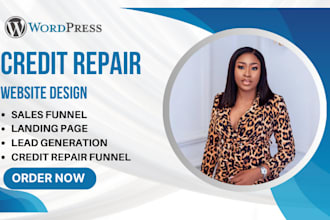 create credit repair website, credit repair sales funnel, landing page design