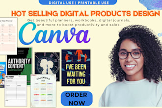 design canva digital, printable planners, journals, workbooks, and templates
