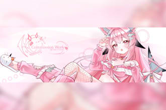 draw cute anime illustration, fanart, or asset stream vtuber