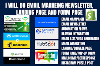 do email marketing campaign via mailchimp klaviyo design landing page newsletter