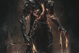 create concept drawings for fantasy characters and spooky horror creatures