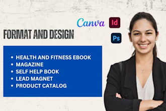 book formatting design health fitness ebook magazine catalog indesign, canva