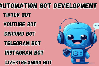 develop social media bot, instagram api bot, tiktok api bot, youtube api bot
