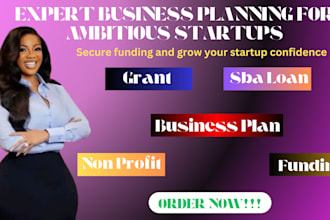 write business plan for nonprofit, grants, sba loans and small business funding