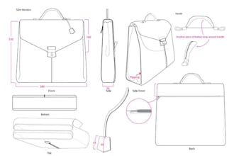 design and create tech packs for bag duffle bags handbags tote bags backpacks