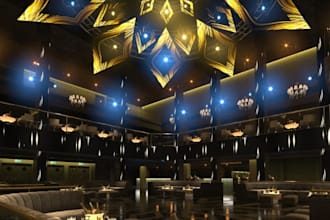 make cgi interior design, nightclub, restaurant, bar with realistic 3d rendering