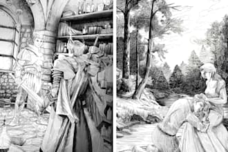 glorious art with black and white engraving style