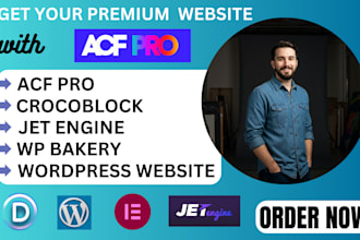build wordpress website using acf, crocoblock, wp bakery, acf pro and jetengine