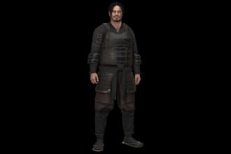 accurate realistic 3d game character, asset, 3d armor, control rigging, animate