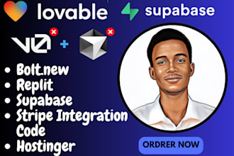 build lovable ai app bolt, replit, supabase, stripe integration code, hostinger