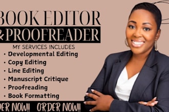 provide a developmental and copy edit for your novel or book