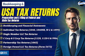 do bookkeeping and efile USA tax returns for personal,partnership, llc, s c corp