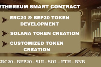 create and deploy erc20, bep20, sui token with a smart contract for eth, sol