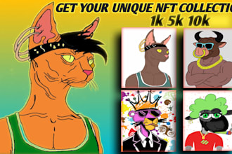 generate 10k nft art collection with rarity , metadata ethereum or solana