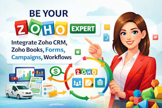 be your zoho expert, integrate zoho crm, zoho books, forms, campaigns, workflows