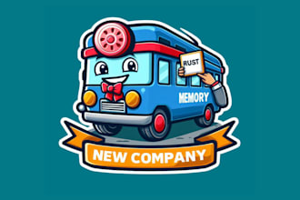 design a unique memory russ bus mascot logo for your brand
