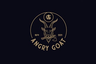 design angry goat axe throwing golf simulator sports bar logo