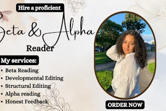 beta read and critique, alpha reader, developmental editing, structural edit