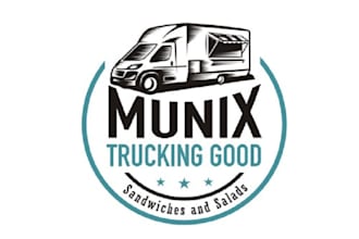 design monogram custom food truck delivery logo