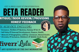 be your alpha and beta reader on fiction and non fiction ebook with feedback
