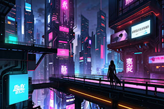 design cyberpunk futuristic city illustration