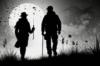 draw silhouette, stencil, black and white art illustration
