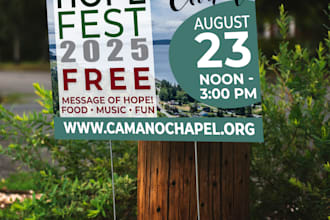 design a banner, signs, directional signs for your event