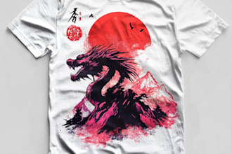 draw vintage japanese merch and tshirt design