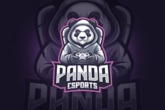 do awesome panda mascot e sport logo design with unlimited review