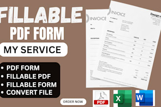 create fillable pdf form or design fillable pdf, invoice, documents creation