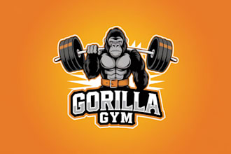 do make gorilla gym symbol mascot logo fitness with express delivery