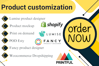 setup product customization using lumise,gelato, fancy product designer,kickflip