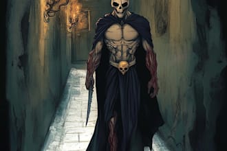 create a fantasy horror character art and horror art