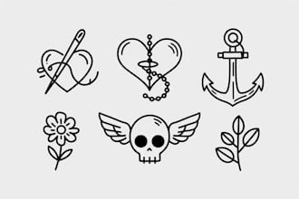 draw minimalist tattoo line art and doodle tattoos