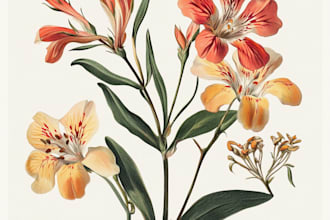 botanical linocut based on your request