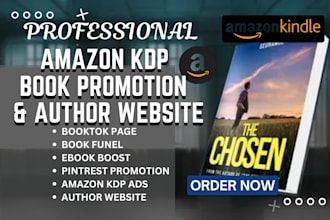 create viral booktok video, amazon KDP book ads, book promotion author website