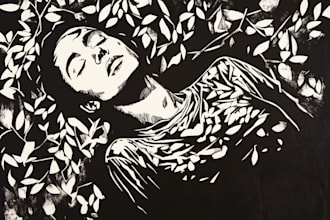 make custom portrait in linocut style