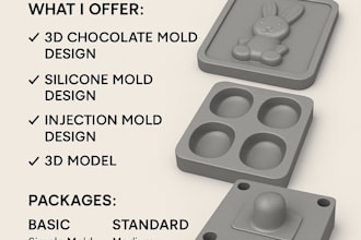 3d chocolate mold for 3d print, silicon mold, injection mold and 3d model