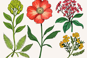 craft a beautiful botanical or floral illustration