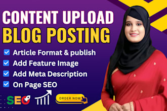 upload content and blog posts as your wordpress virtual assistant