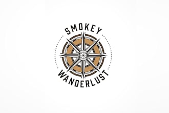 design travel vlogger smokes cigars logo