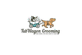 design tub wagon dog grooming logo