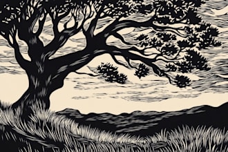 draw your portrait photo in linocut style