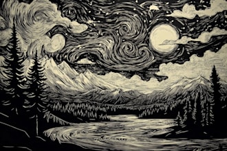 create artistic linocut illustration in my style