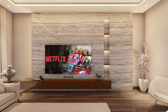 tv wall, tv cabinets ,tv unit with realistic rendering