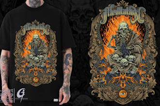 create an amazing tshirt artwork in an engraving style