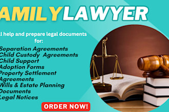 do legal documents for child custody, divorce, wills, and family law disputes
